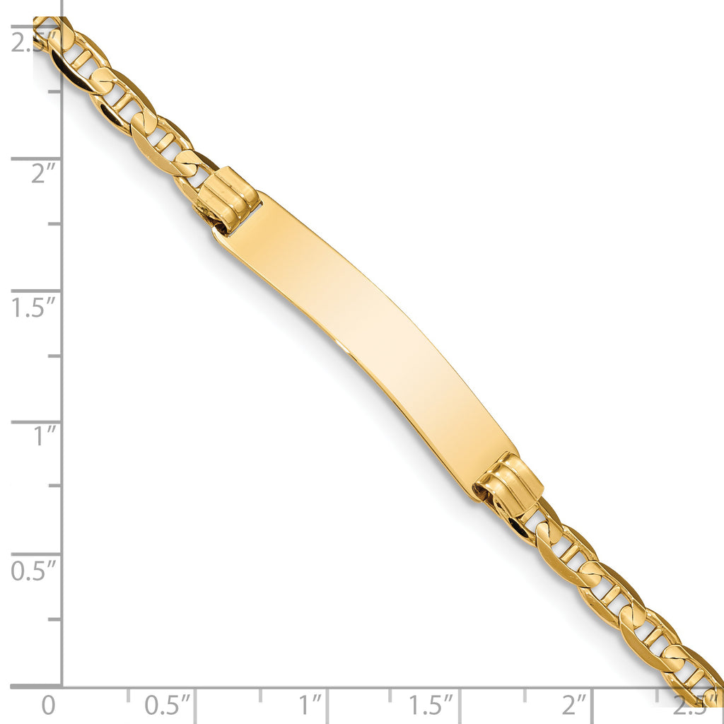 14k Polished Solid Chain/Solid Plate Anchor Link 33.5x7mm Plate ID Bracelet