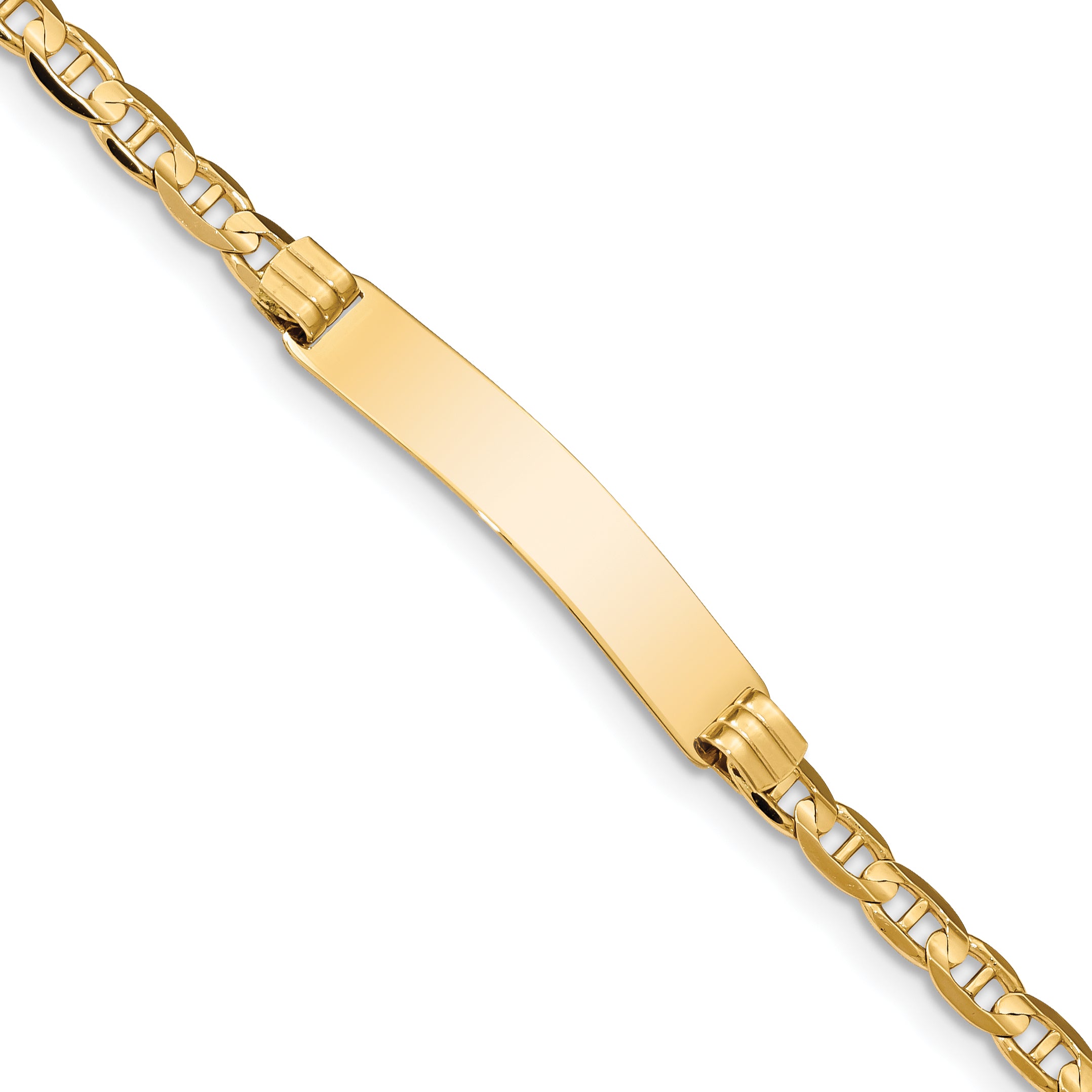 14K Yellow Gold Solid Anchor ID Bracelet 4.8mm