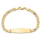 14k Polished Solid Chain/Solid Plate Anchor Link Soft Diamond Shape 33x9.8mm Plate ID Bracelet