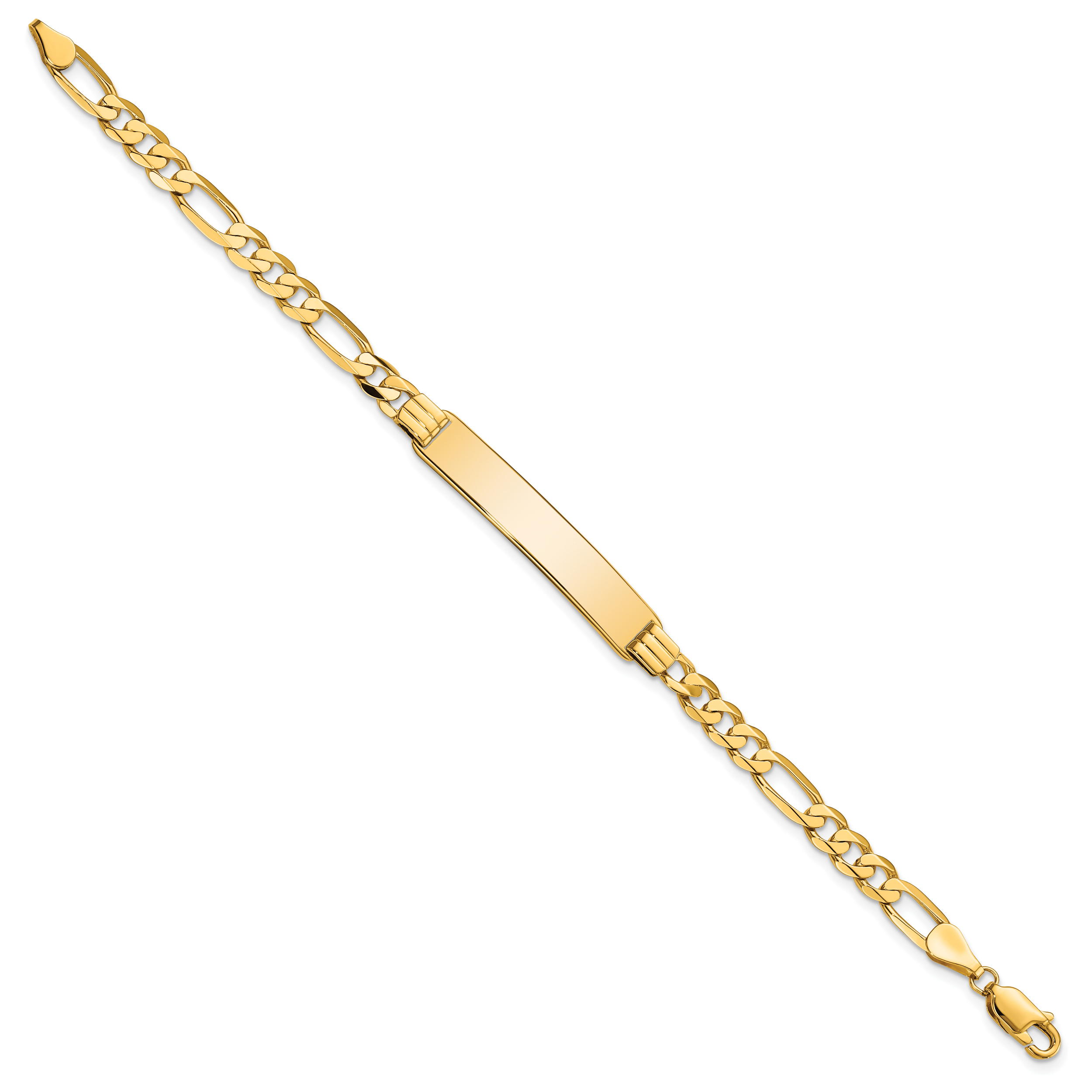 14k Polished Solid Chain/Solid Plate Flat Figaro Link 33.5x7mm Plate 7 inch ID Bracelet Secondary image