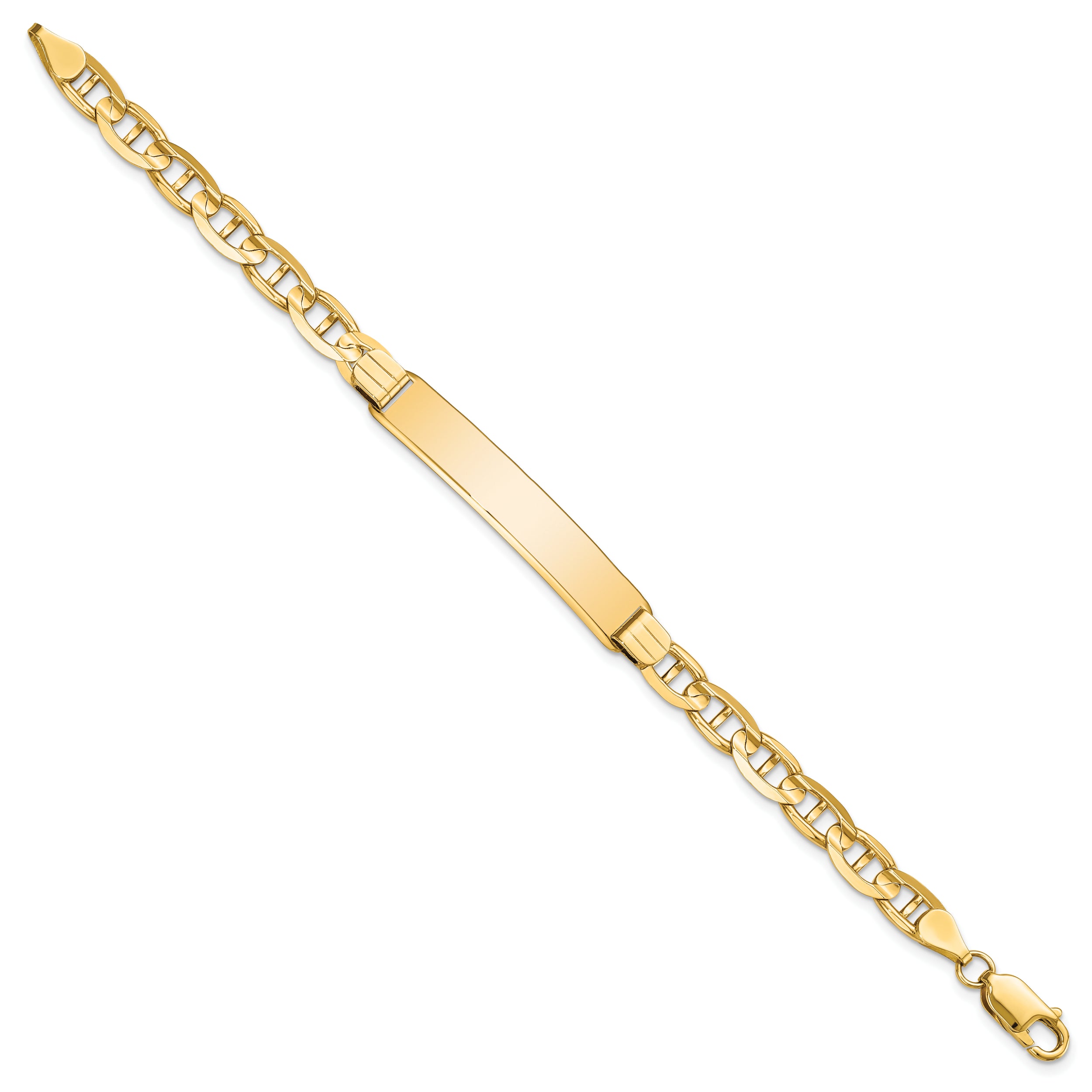 14k Polished Solid Chain/Solid Plate Anchor Link 38x7.8mm Plate 8 inch ID Bracelet