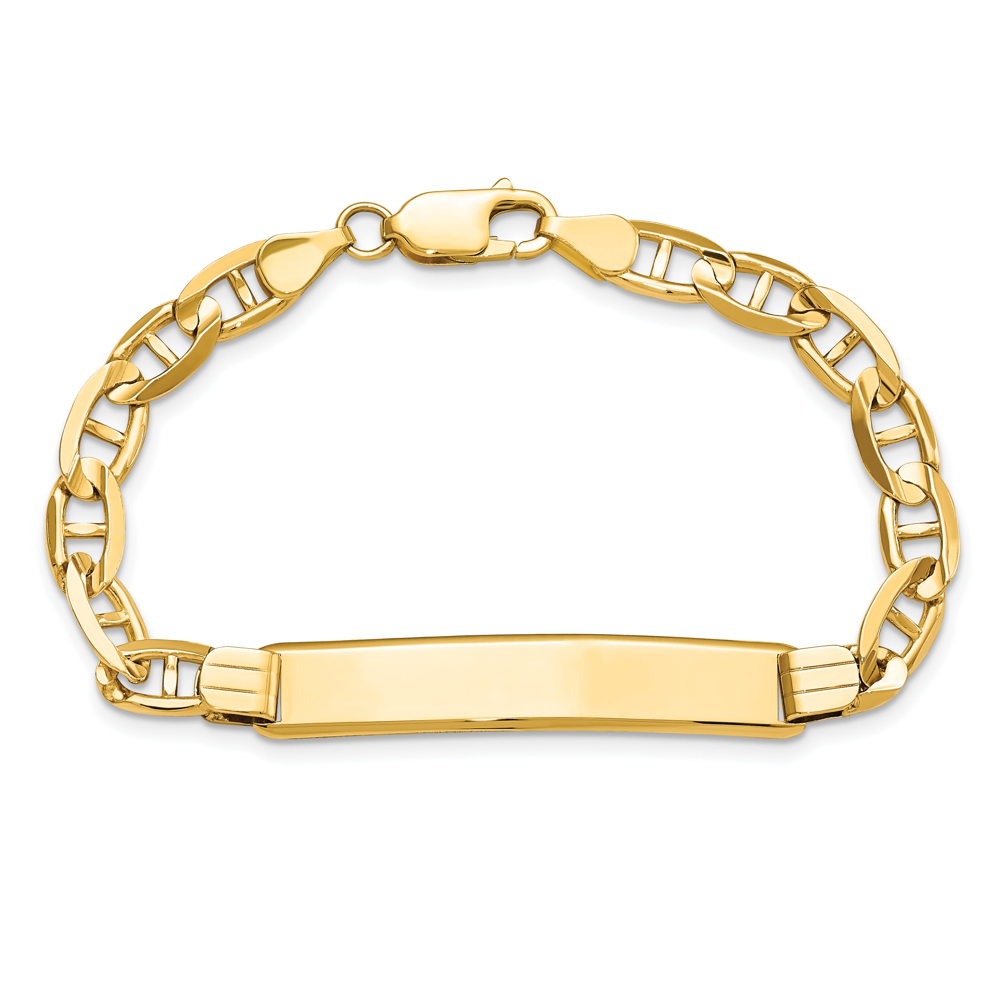 14k Polished Solid Chain/Solid Plate Anchor Link 38x7.8mm Plate 8 inch ID Bracelet