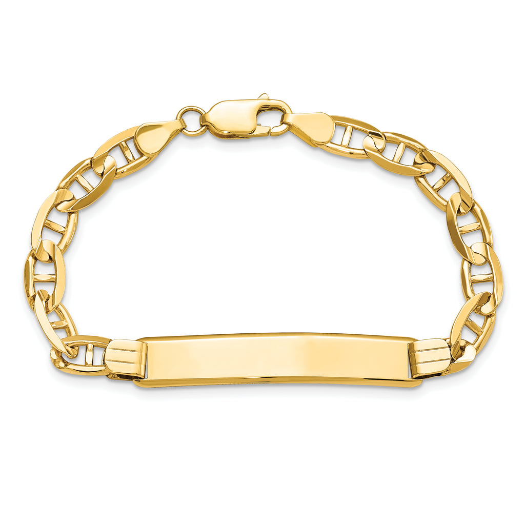 14K Yellow Gold Solid Anchor ID Bracelet 6.25mm