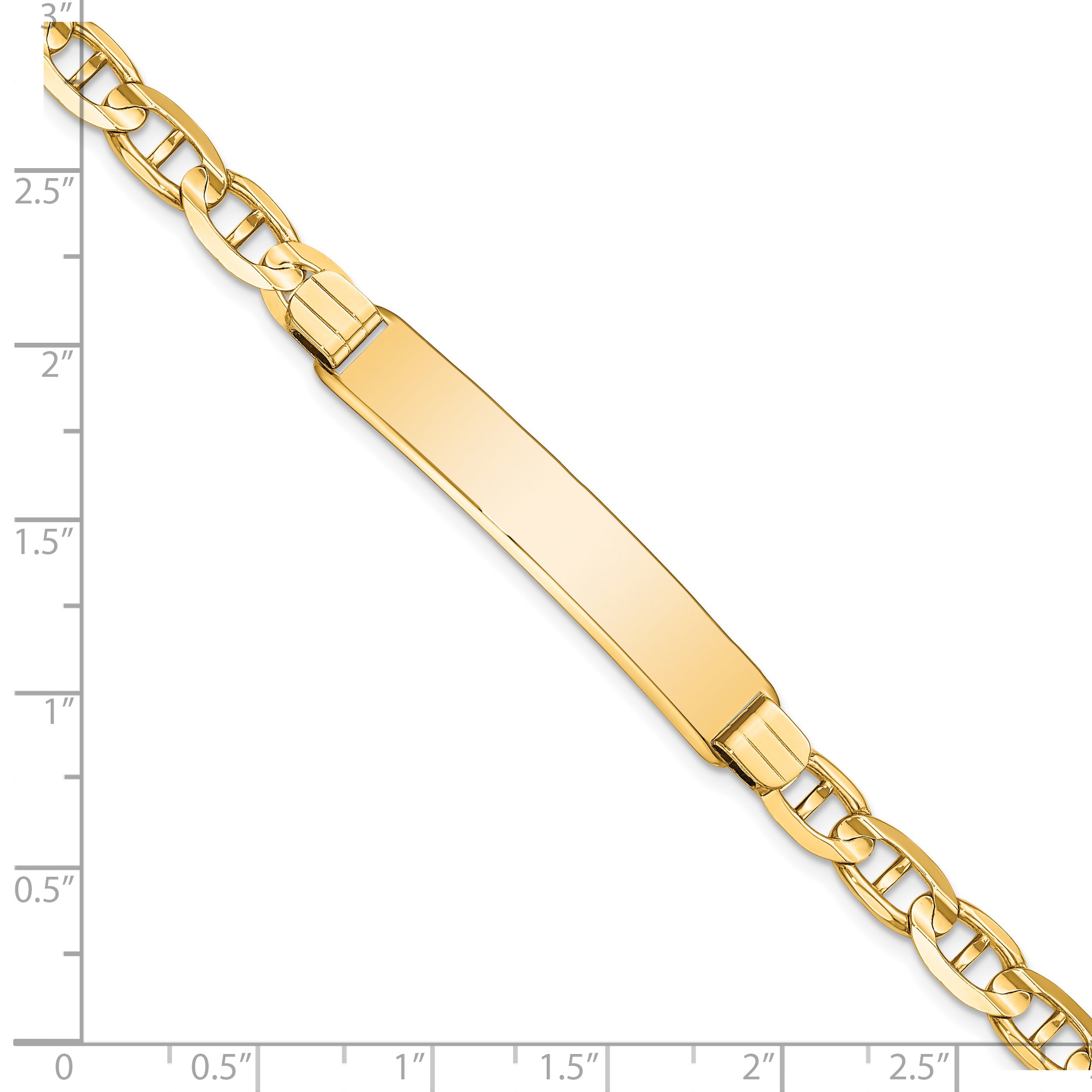 14K Yellow Gold Solid Anchor ID Bracelet 6.25mm