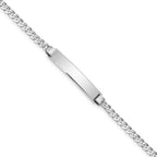 14k White Gold Polished Solid Chain/Solid Plate Flat Curb Link 25.5x4.5mm Plate 8 inch ID Bracelet
