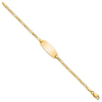 14k Polished Solid Chain/Solid Plate Figaro Link Oval 18.5x7.5mm Plate 5.5 inch Baby/Child ID Bracelet