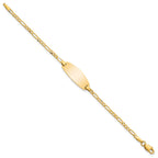 14k Polished Solid Chain/Solid Plate Figaro Link Oval 18.5x7.5mm Plate 5.5 inch Baby/Child ID Bracelet - Sophia Jewelers