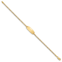 14k Polished Solid Chain/Solid Plate Figaro Link Oval 18x7.5mm Plate 7 inch ID Bracelet