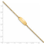 14k Polished Solid Chain/Solid Plate Figaro Link Oval 18x7.5mm Plate 7 inch ID Bracelet