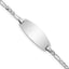 14k White Gold Polished Solid Chain/Solid Plate Figaro Link Oval 18x7.5mm Plate 7 inch ID Bracelet