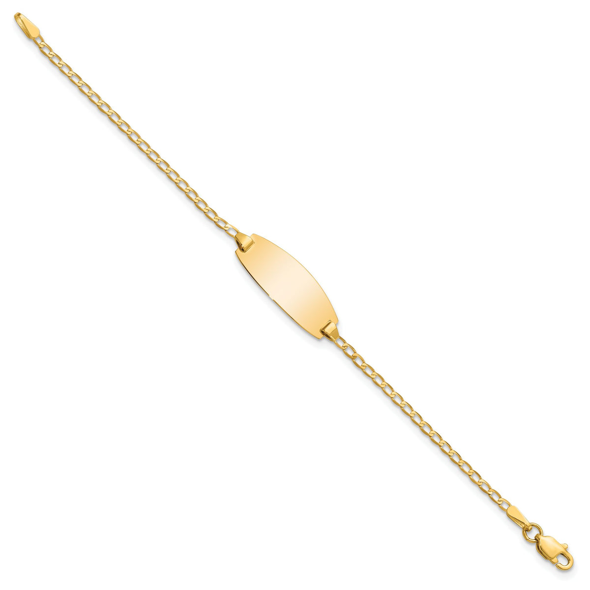 14k Polished Solid Chain/Solid Plate Curb Link Oval 18.5x8.5mm Plate 5.5 inch Baby/Child ID Bracelet - Sophia Jewelers