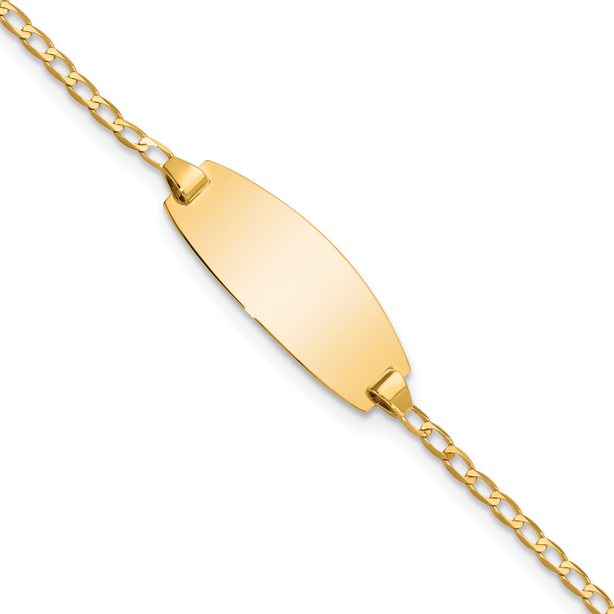 14k Polished Solid Chain/Solid Plate Curb Link Oval 18.5x8.5mm Plate 5.5 inch Baby/Child ID Bracelet Main image