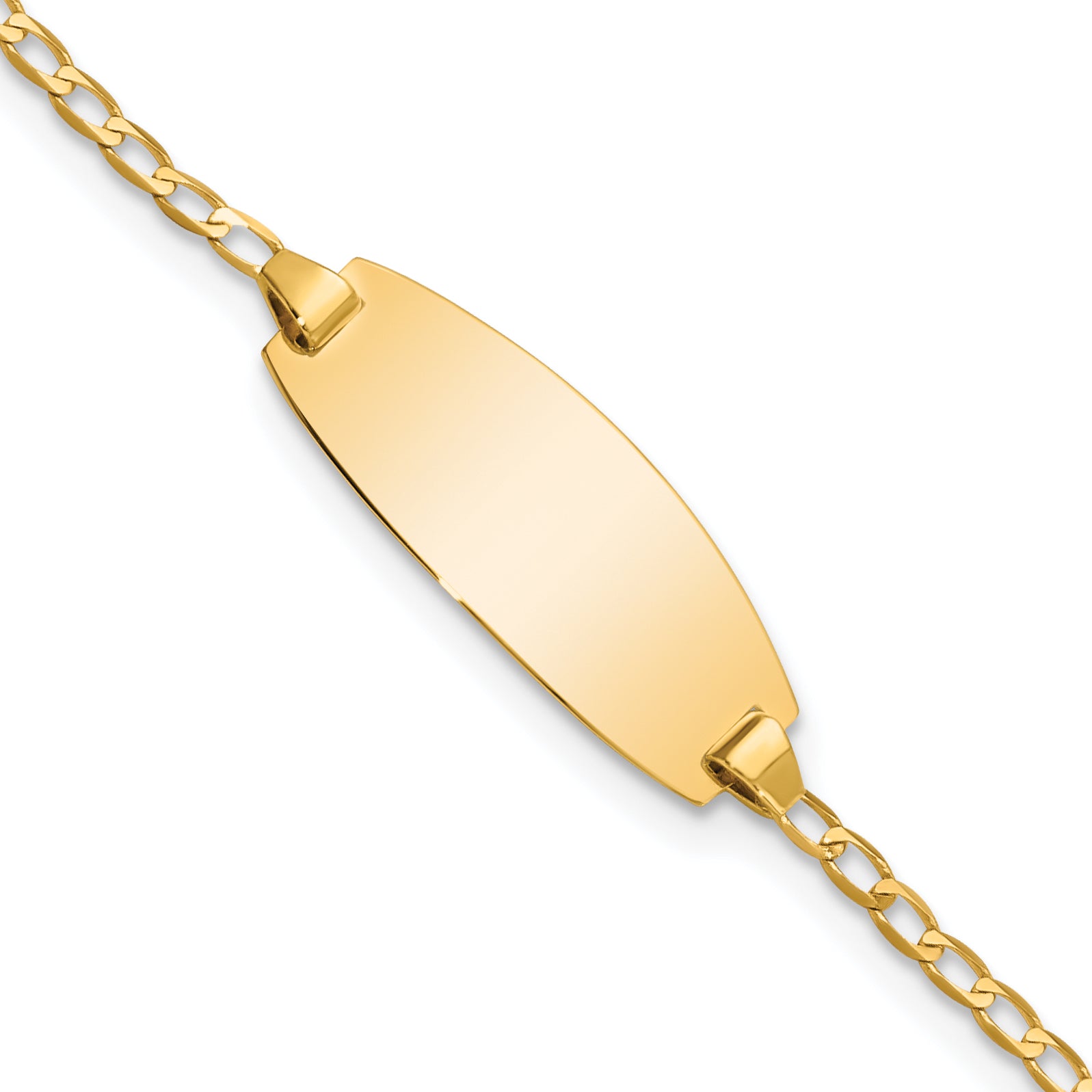 14k Polished Solid Chain/Solid Plate Curb Link Oval 18.5x8.5mm Plate 5.5 inch Baby/Child ID Bracelet Secondary image