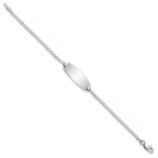 14k White Gold Polished Solid Chain/Solid Plate Curb Link Oval 18.5x8.5mm Plate Baby/Child ID Bracelet