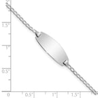 14k White Gold Polished Solid Chain/Solid Plate Curb Link Oval 18.5x8.5mm Plate Baby/Child ID Bracelet