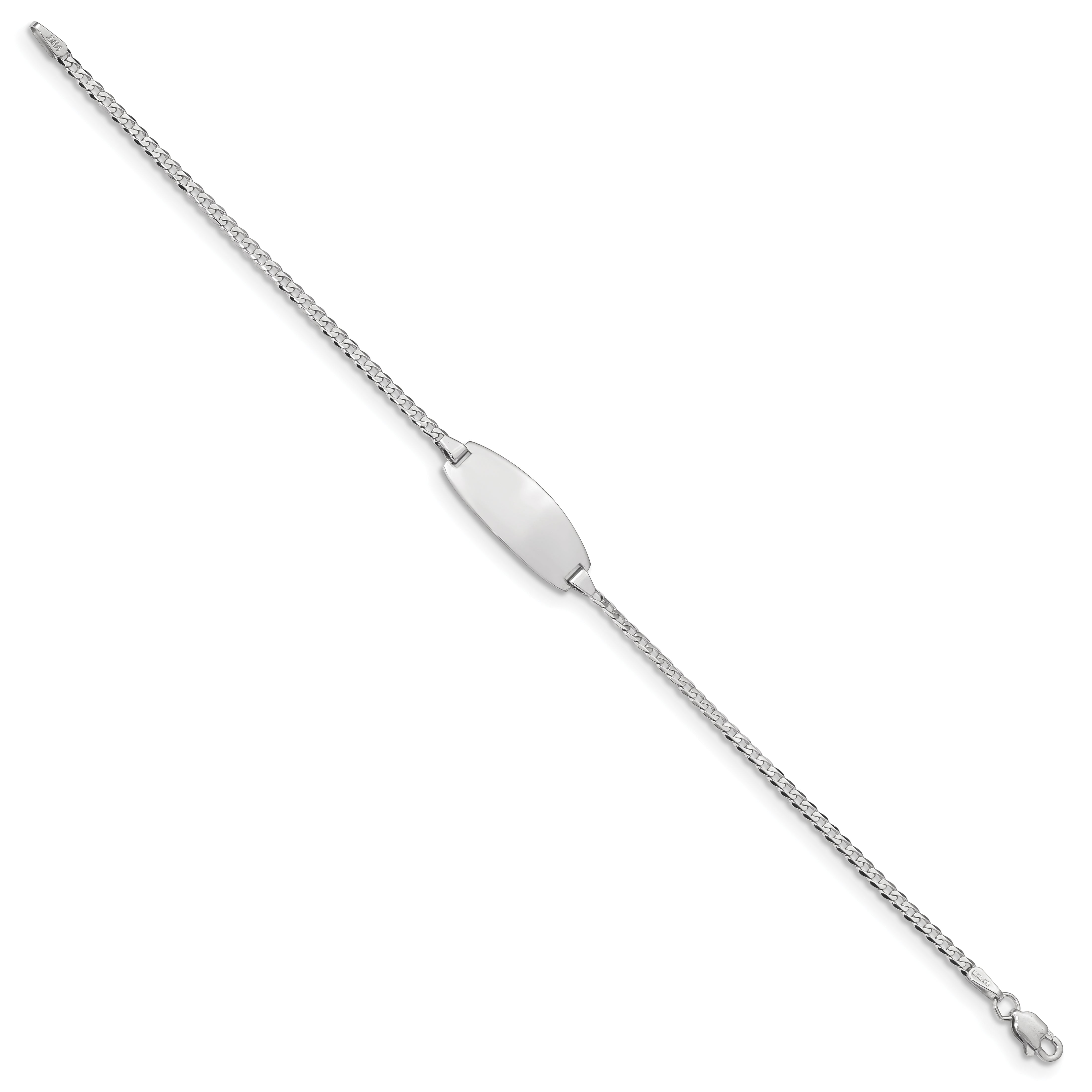 14K White Gold Solid Curb ID Bracelet 1.8mm Secondary image