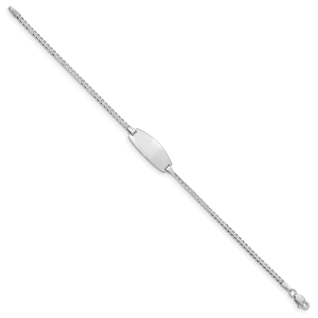 14K White Gold Solid Curb ID Bracelet 1.8mm