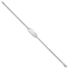 14k White Gold Polished Solid Chain/Solid Plate Curb Link Oval 18.5x8.5mm Plate 7 inch ID Bracelet