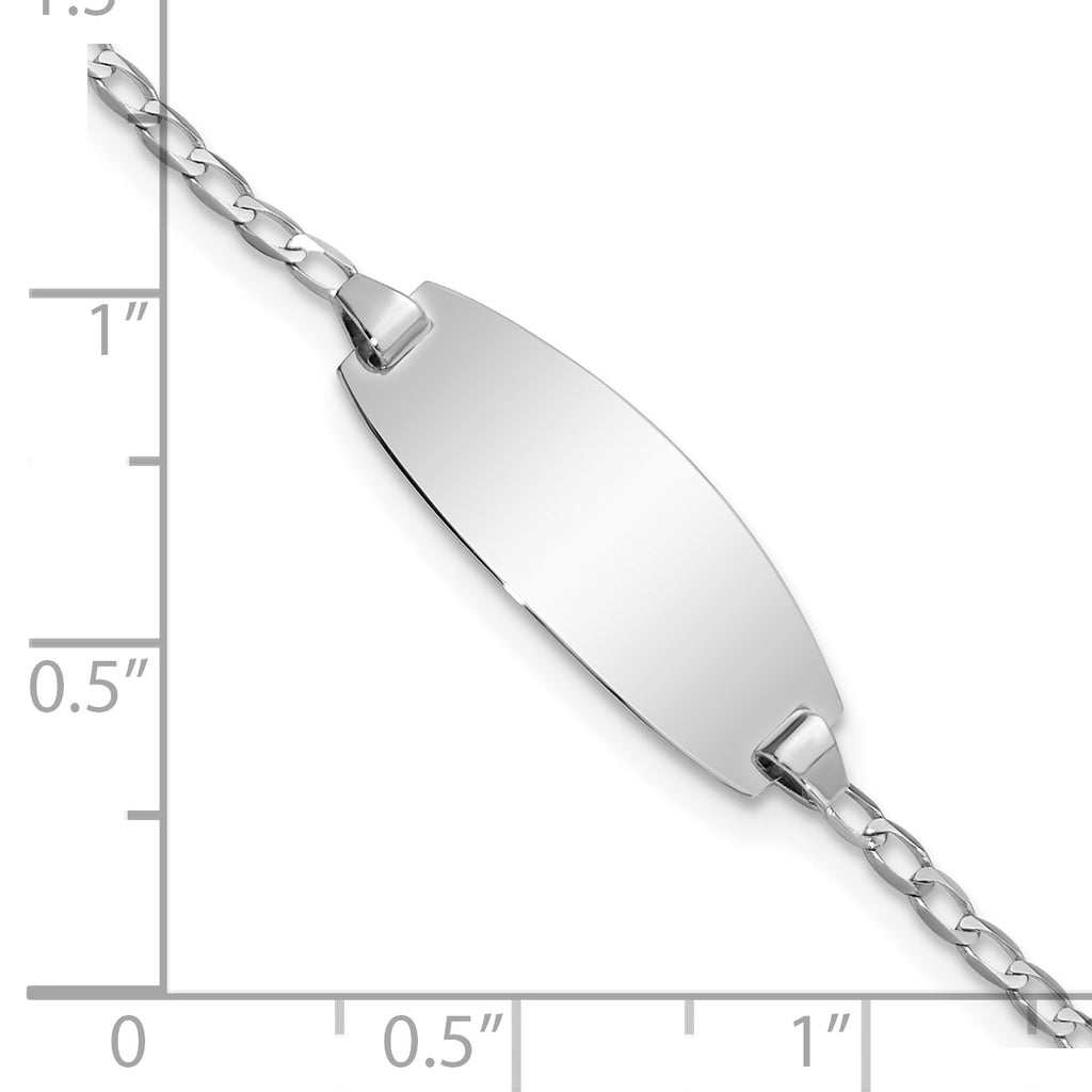 14K White Gold Solid Curb ID Bracelet 1.8mm