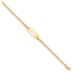 14k Polished Solid Chain/Solid Plate Anchor Link Oval 18.5x8mm Plate 5.5 inch Baby/Child ID Bracelet