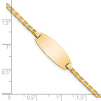 14k Polished Solid Chain/Solid Plate Anchor Link Oval 18.5x8mm Plate Baby/Child ID Bracelet