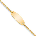 14k Polished Solid Chain/Solid Plate Anchor Link Oval 18.5x8mm Plate Baby/Child ID Bracelet