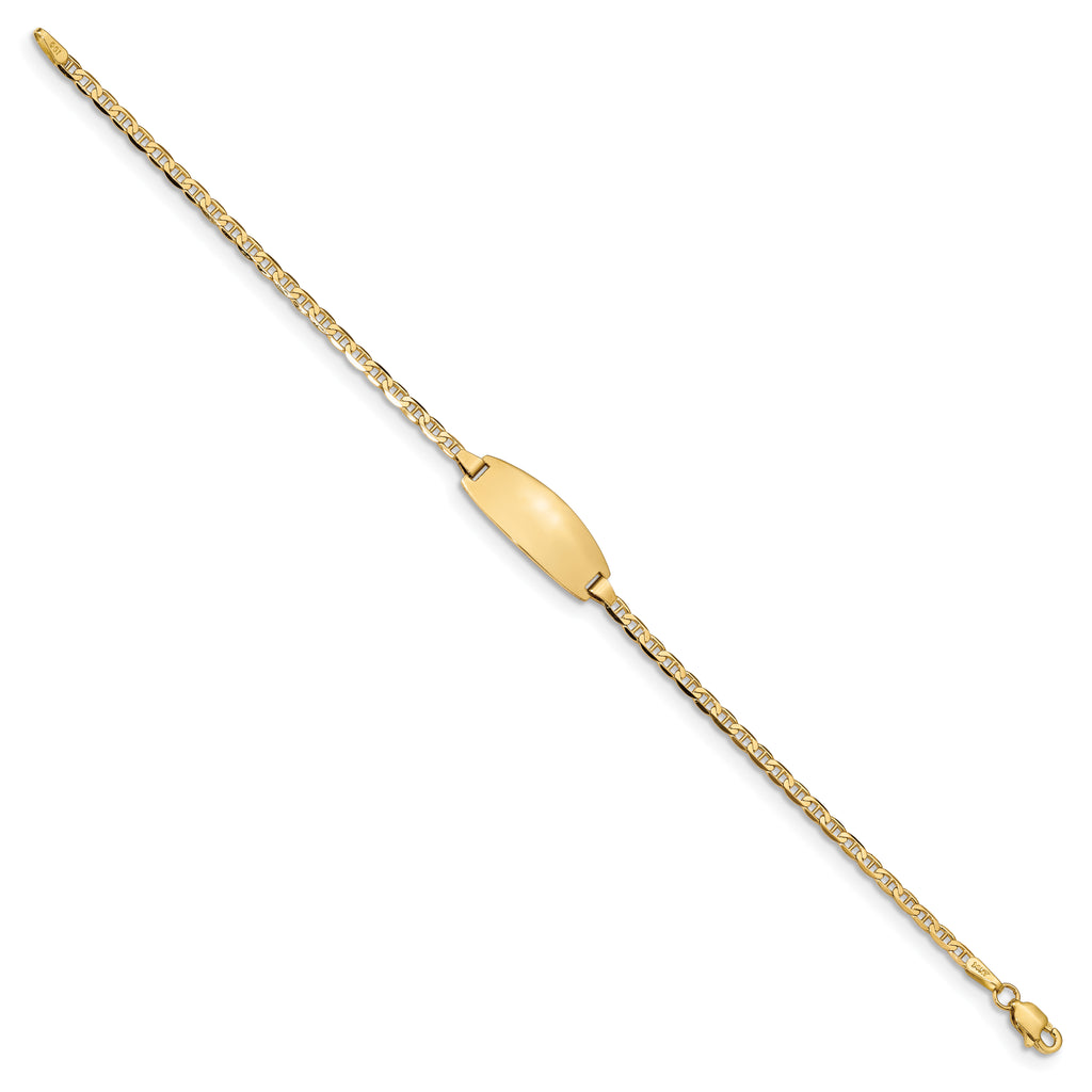 14K Yellow Gold Solid Anchor ID Bracelet 2.4mm