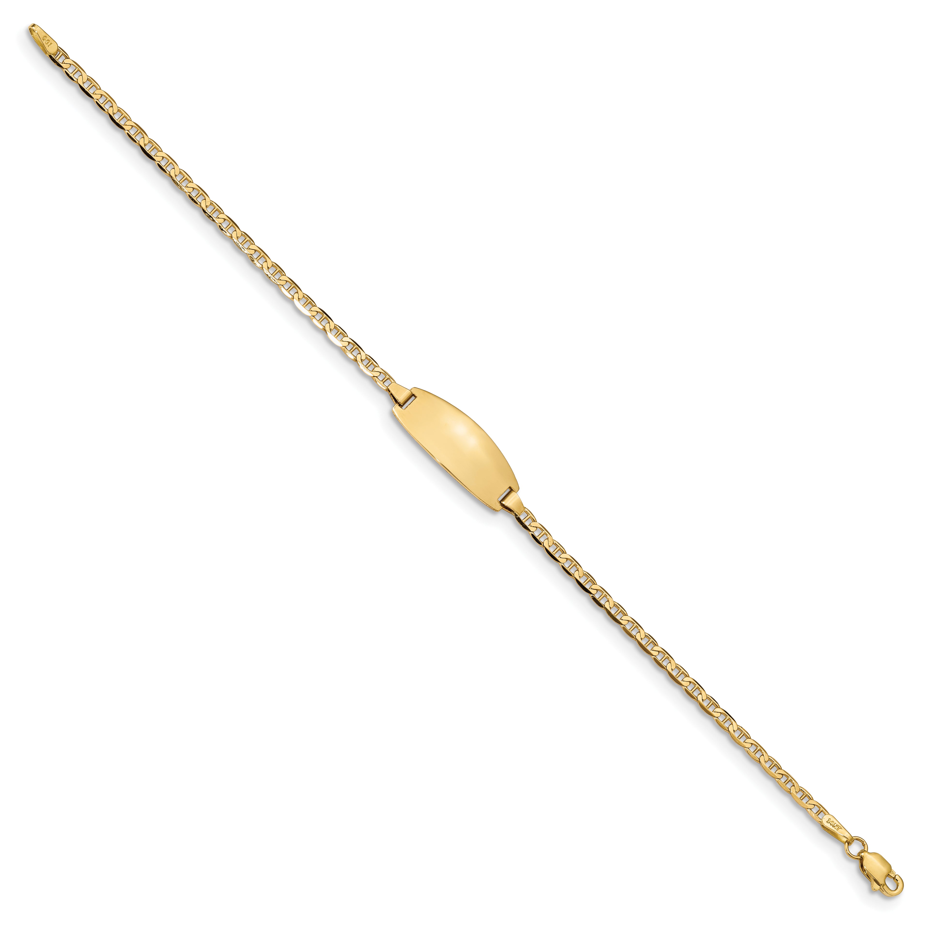 14K Yellow Gold Solid Anchor ID Bracelet 2.4mm