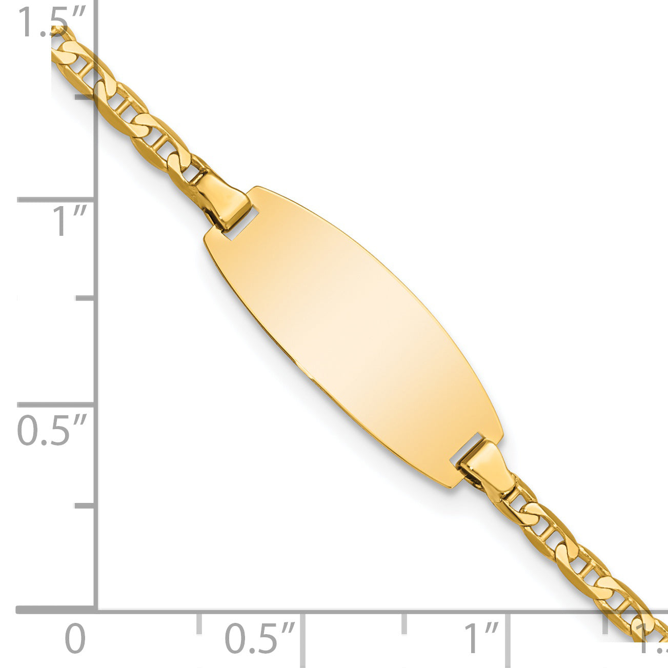 14K Yellow Gold Solid Anchor ID Bracelet 2.4mm