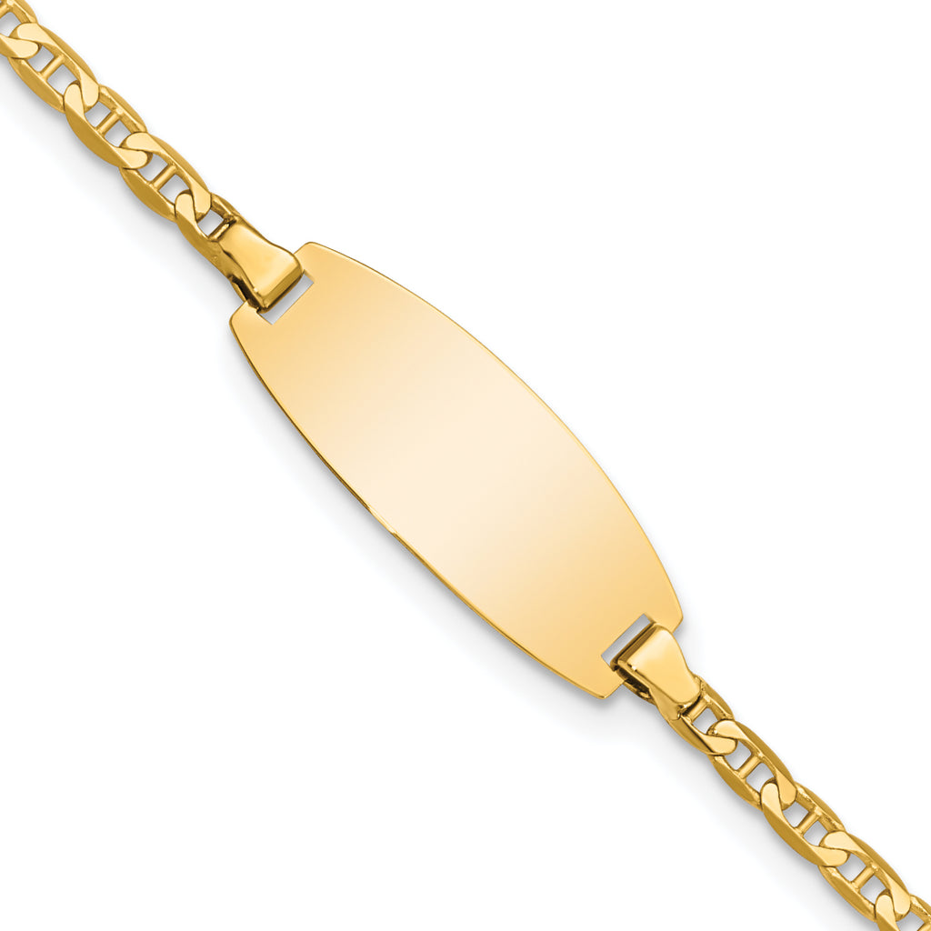 14K Yellow Gold Solid Anchor ID Bracelet 2.4mm
