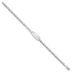 14k White Gold Polished Solid Chain/Solid Plate  Anchor Link Oval 18x8mm Plate 7 inch ID Bracelet