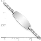 14k White Gold Polished Solid Chain/Solid Plate  Anchor Link Oval 18x8mm Plate 7 inch ID Bracelet