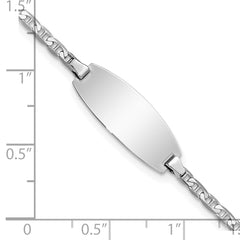 14k White Gold Polished Solid Chain/Solid Plate Anchor Link Oval 18.5x8mm Plate 6 inch Baby/Child ID Bracelet