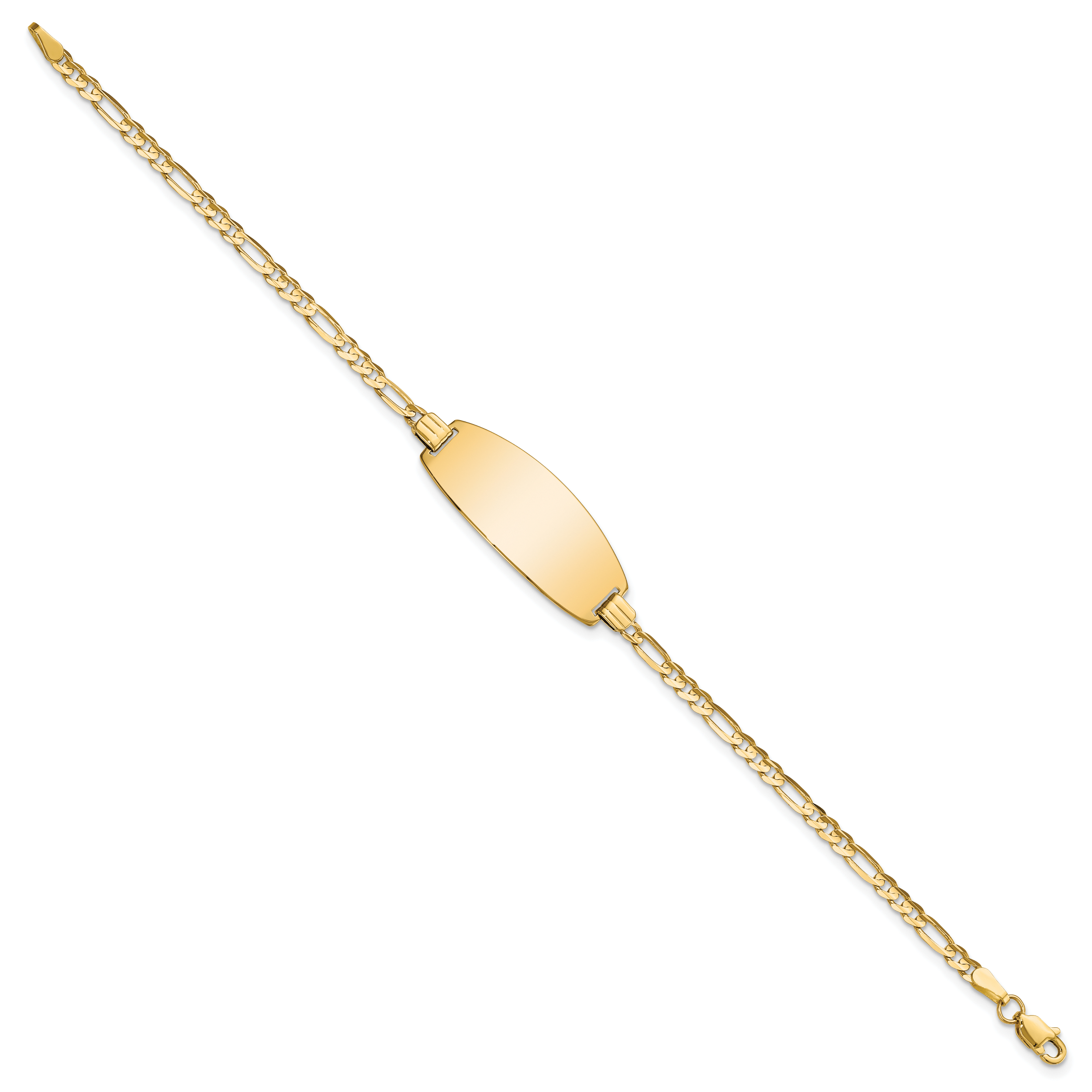 14k Polished Solid Chain/Solid Plate Figaro Link Oval 24x10.5mm Plate 7 inch ID Bracelet Secondary image