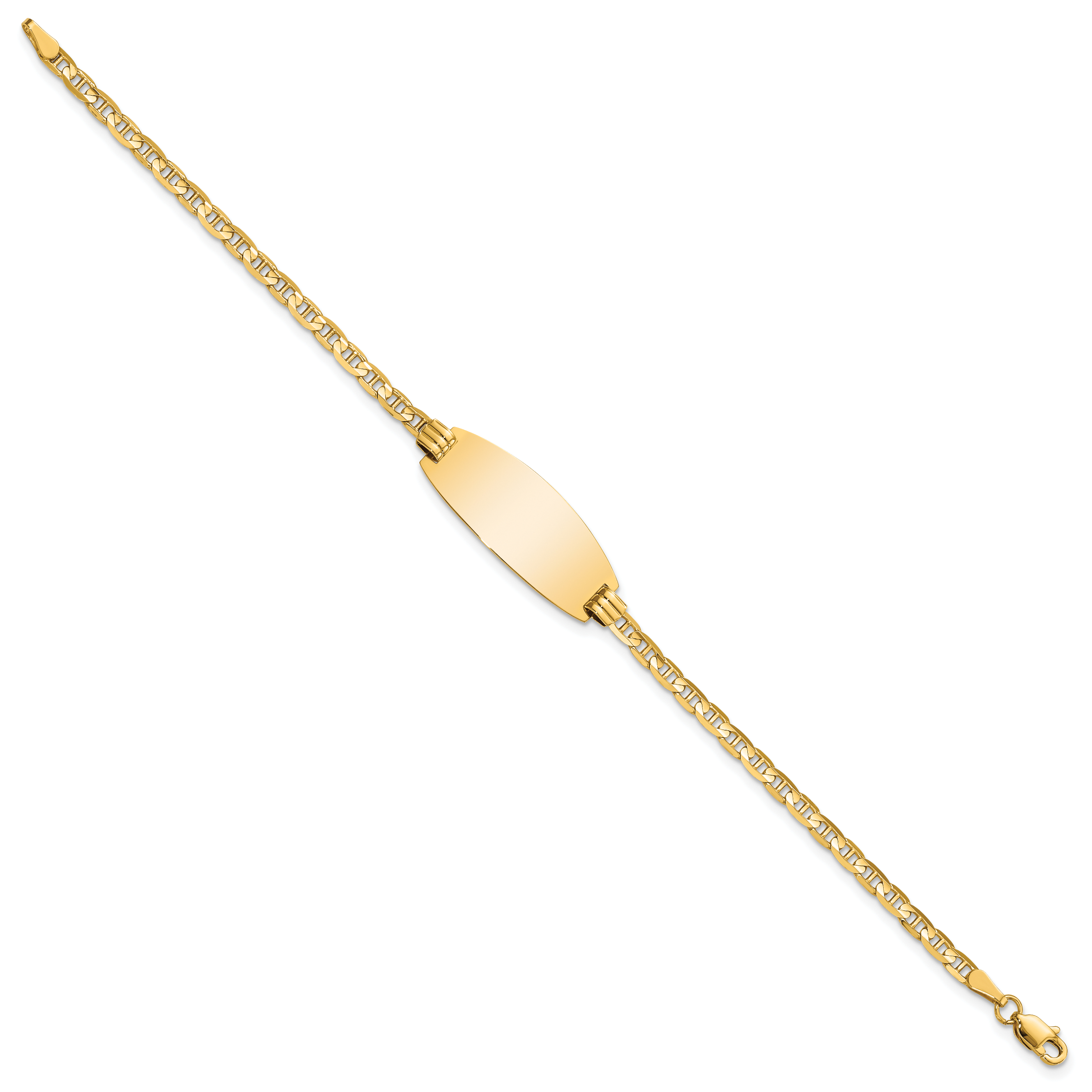 14k Polished Solid Chain/Solid Plate Anchor Link Oval 24x10.5mm Plate 7 inch ID Bracelet Secondary image
