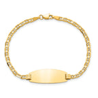 14k Polished Solid Chain/Solid Plate Anchor Link Oval 24x10.5mm Plate 7 inch ID Bracelet