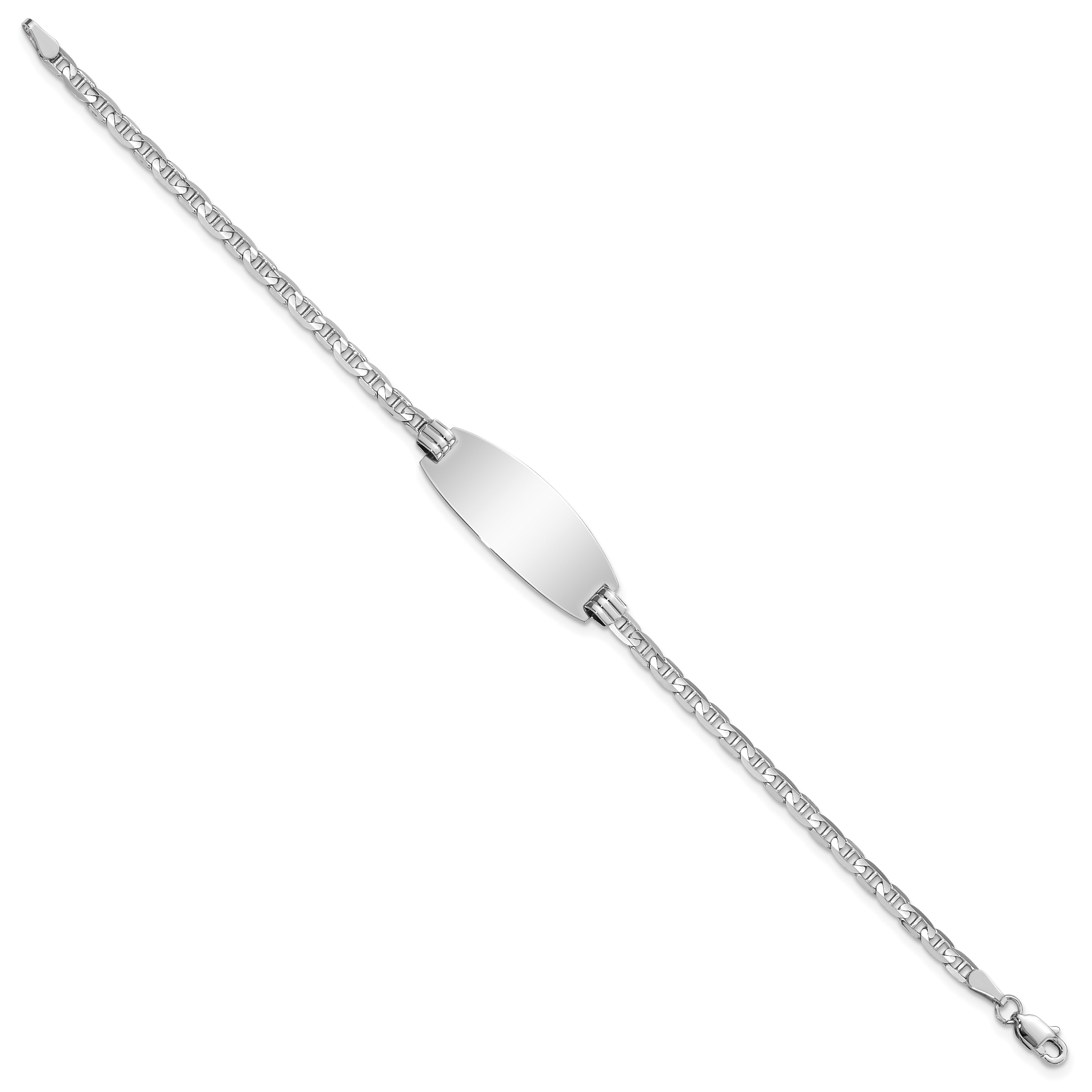 14k White Gold Polished Solid Chain/Solid Plate Anchor Link Oval 24x10.5mm Plate 7 inch ID Bracelet Secondary image