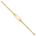 14k Polished Solid Chain/Solid Plate Figaro Link Oval 27x11.5mm Plate 8 inch ID Bracelet