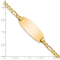 14k Polished Solid Chain/Solid Plate Figaro Link Oval 27x11.5mm Plate 8 inch ID Bracelet