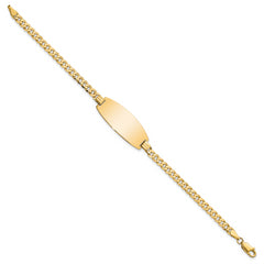 14k Polished Solid Chain/Solid Plate Curb Link Oval 27x11.5mm Plate 8 inch ID Bracelet