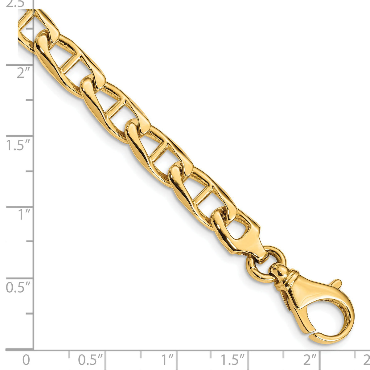 Anchor Chain Bracelet in 14K Yellow Gold, 6.9mm, 1 Inch - Sophia Jewelers