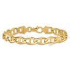 14K 8 inch 9mm Hand Polished Fancy Anchor Link with Fancy Lobster Clasp Bracelet