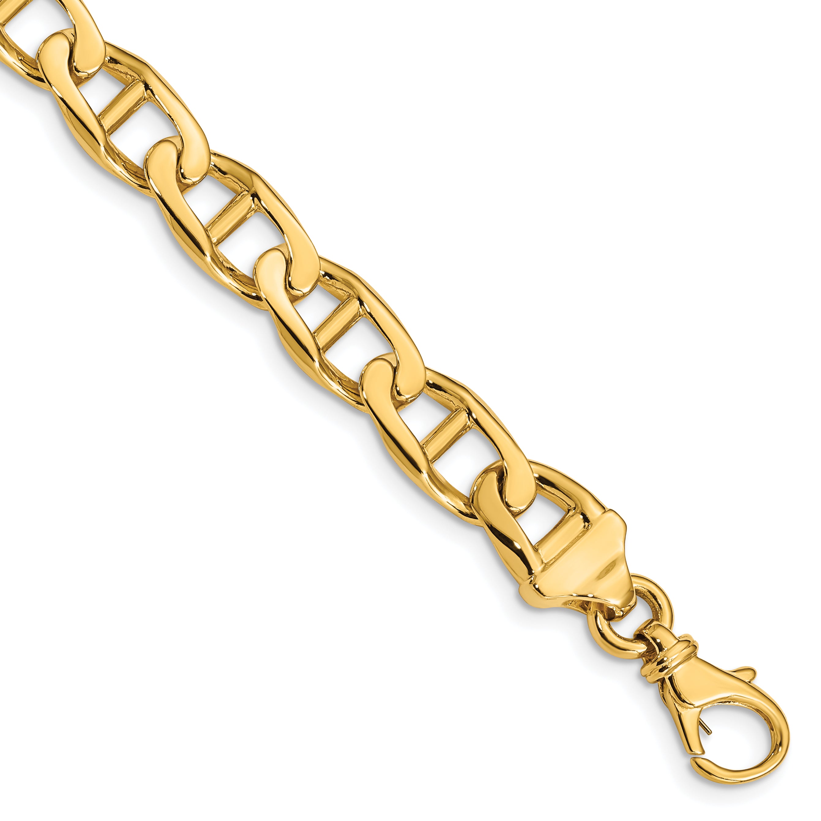 14K 8 inch 9mm Hand Polished Fancy Anchor Link with Fancy Lobster Clasp Bracelet Secondary image
