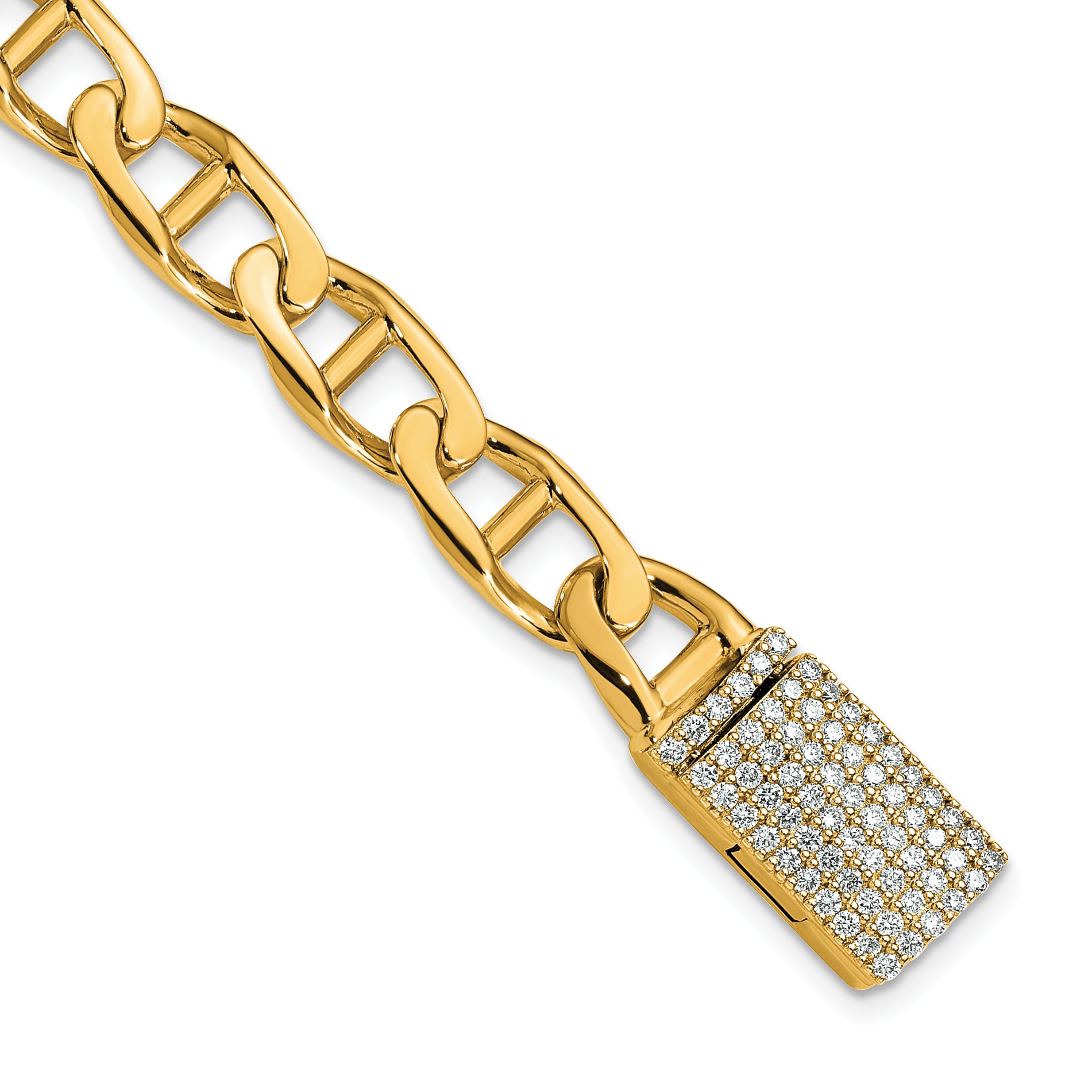 14k 1 1/4 carat Lab Grown Diamond VS+ F+ 8 inch 9mm Hand-Polished Anchor Link Bracelet