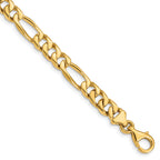 14K 8 inch 7mm Hand Polished Figaro Link with Fancy Lobster Clasp Bracelet