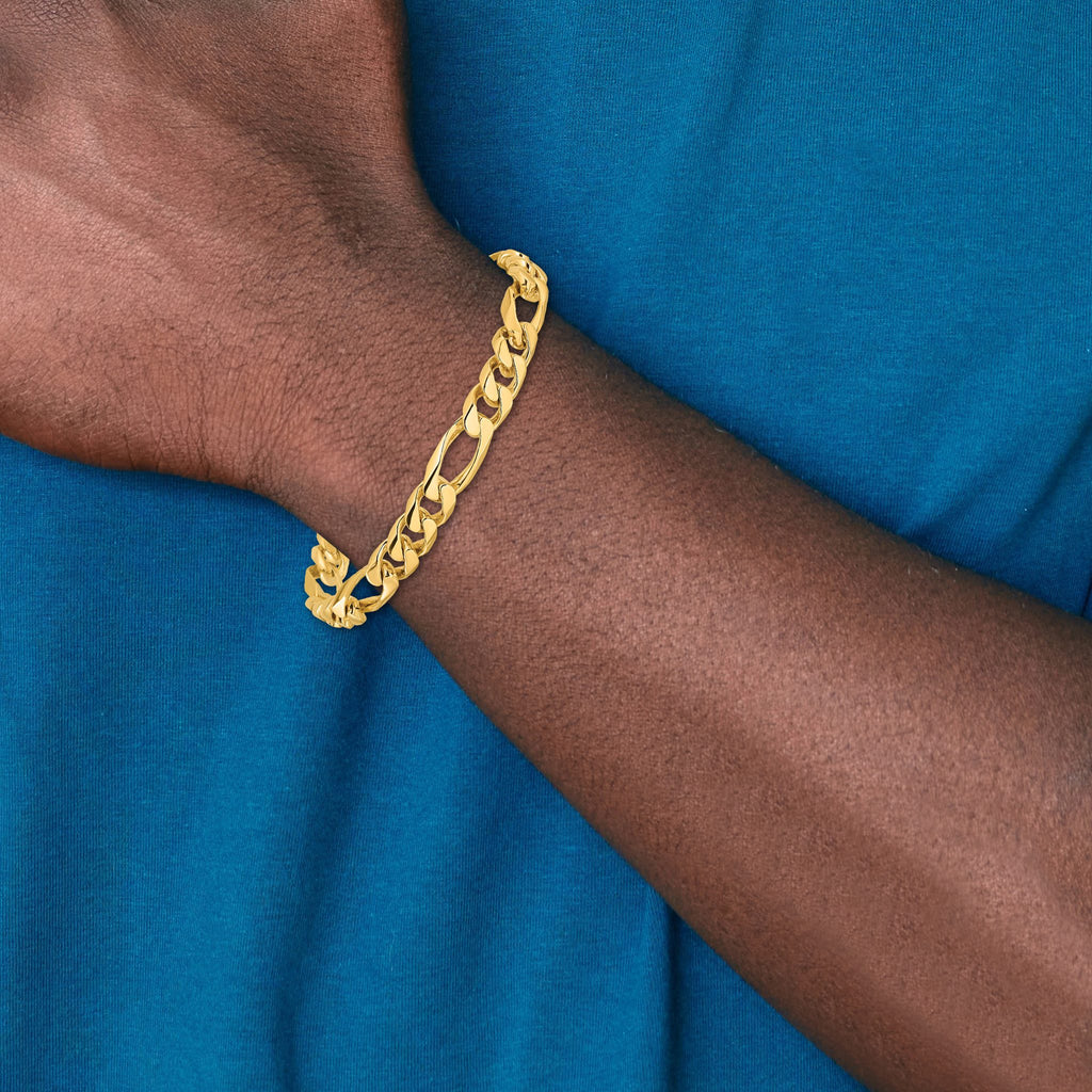 Figaro Chain Bracelet in 14K Yellow Gold, 8mm, 1 Inch - Sophia Jewelers