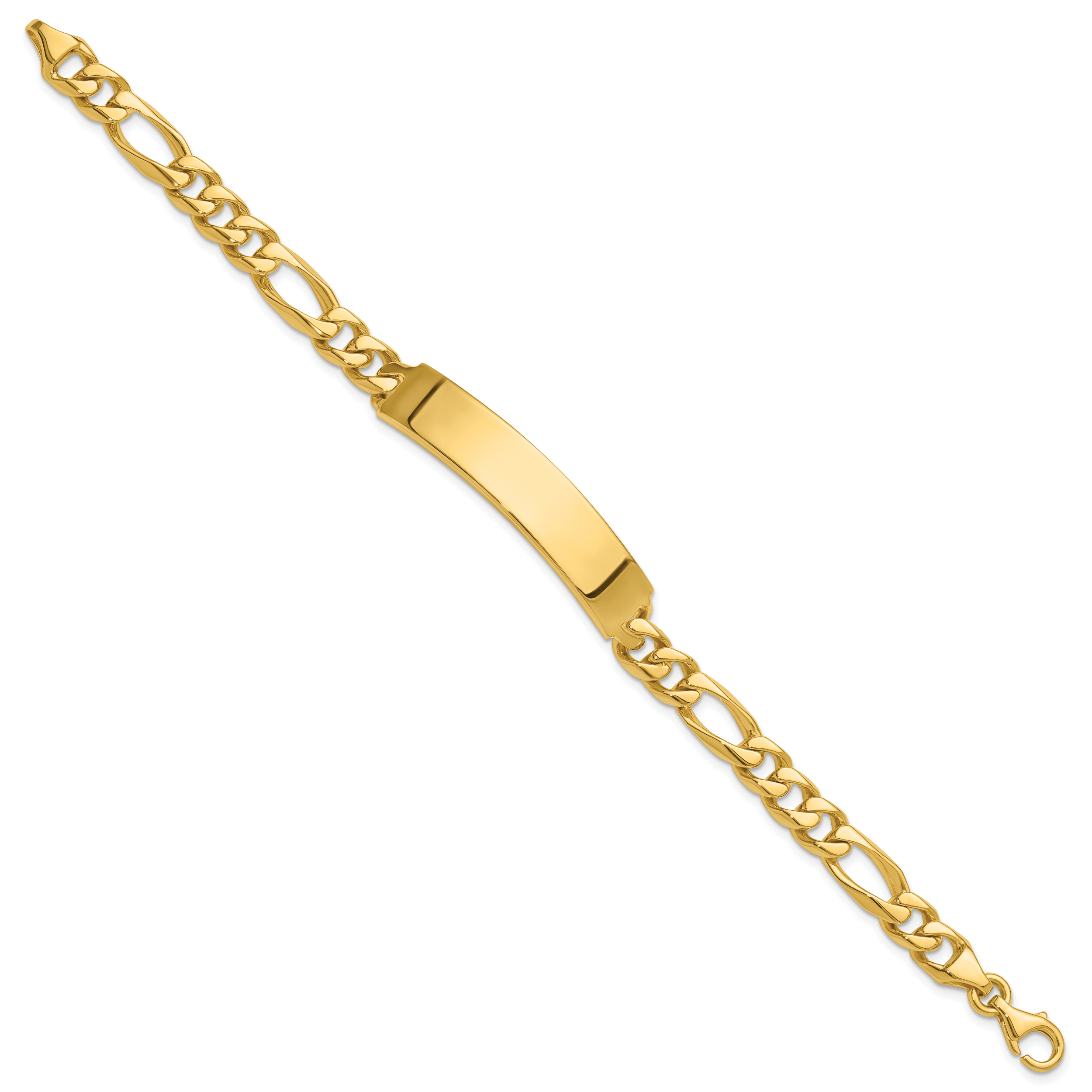 14k Hand-polished Solid Chain/Solid Plate Figaro Link 47x9mm Plate 8 inch ID Bracelet Secondary image