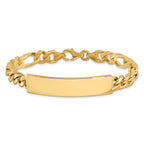 14k Hand-polished Solid Chain/Solid Plate Figaro Link 47x9mm Plate 8 inch ID Bracelet