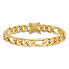 14K 8 inch 9mm Hand Polished Figaro Link with Box Catch Clasp Bracelet - Sophia Jewelers