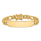 14k Polished Solid Chain/Solid Plate Figaro Link 47x12mm Plate 8 inch ID Bracelet